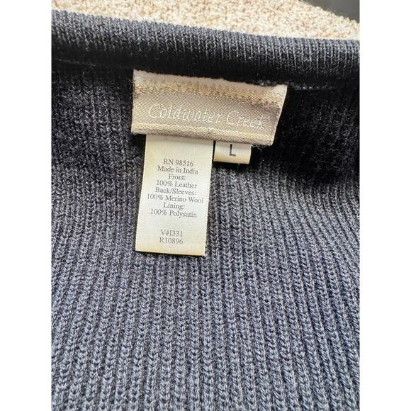 Coldwater Creek Leather & Wool Jacket, size women's Large, Full Zip; Knit Sweter - Picture 11 of 12